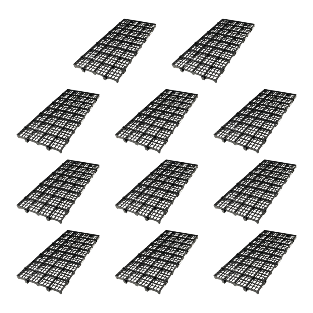 Kit 12 Peças Palete Estrado Piso Plástico Preto 2,5x25x50 Cm