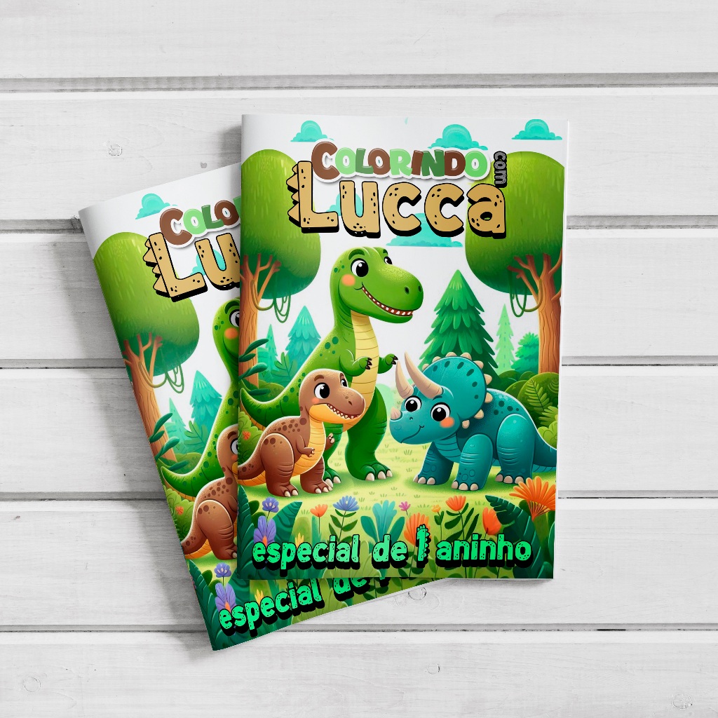 Livro (revista) de Colorir Personalizado Lembrancinha de Aniversário Dinossauros Baby (Dino Cute) em Oferta na Shopee