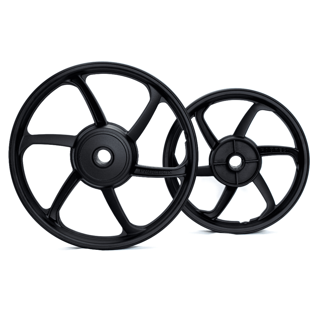Jogo de Roda Dianteira e Traseira 6 palitos Preto Honda Biz 125 EX 2011 a 2024 Freio a Disco Fabreck