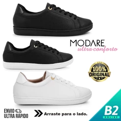 Tênis Modare Casual Feminino Branco Preto Original com Nota Fiscal e Garantia