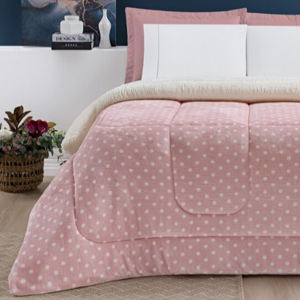Coberbrom Edredrom petit poa Sherpa Queen manta flannel estampa romântica