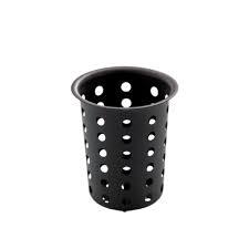 Escorredor de Talheres em Inox Preto Redondo Clink Porta Talheres