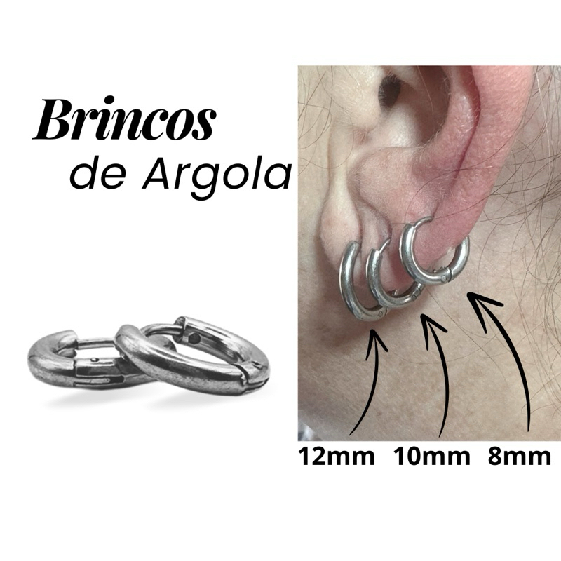 Brinco Argola Masculino Feminino Aço Inox Antialérgico 1 Par