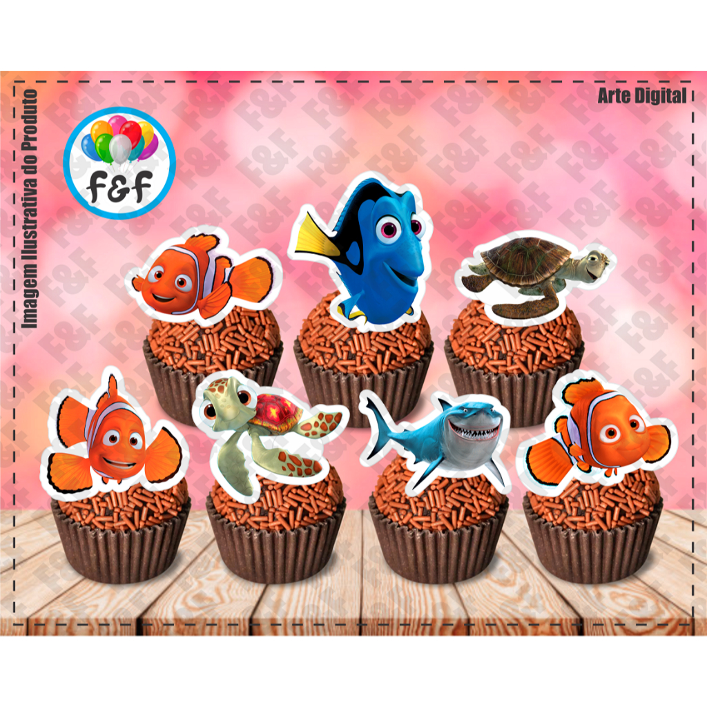Toppers Tags Docinhos Doces Procurando Nemo Dory em Oferta na Shopee