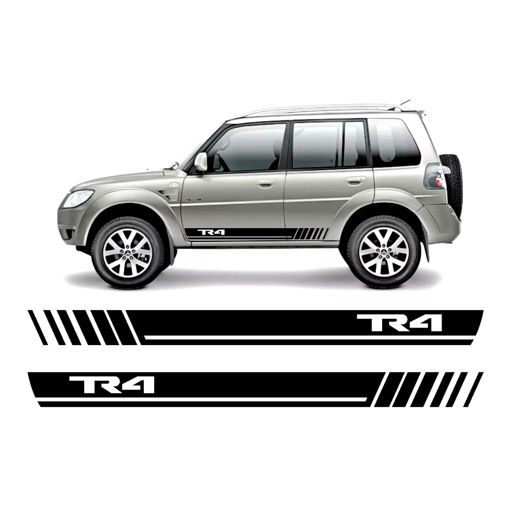 Adesivo Tr4 Faixa Lateral Personalizado Carro Tuning Personalizado Preto Brilho Mt20