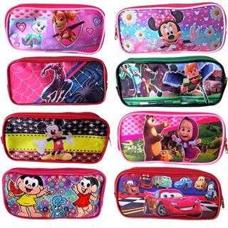 Estojo Escolar Vários Personagens 1 Divisória Menino Menina em Oferta na Shopee