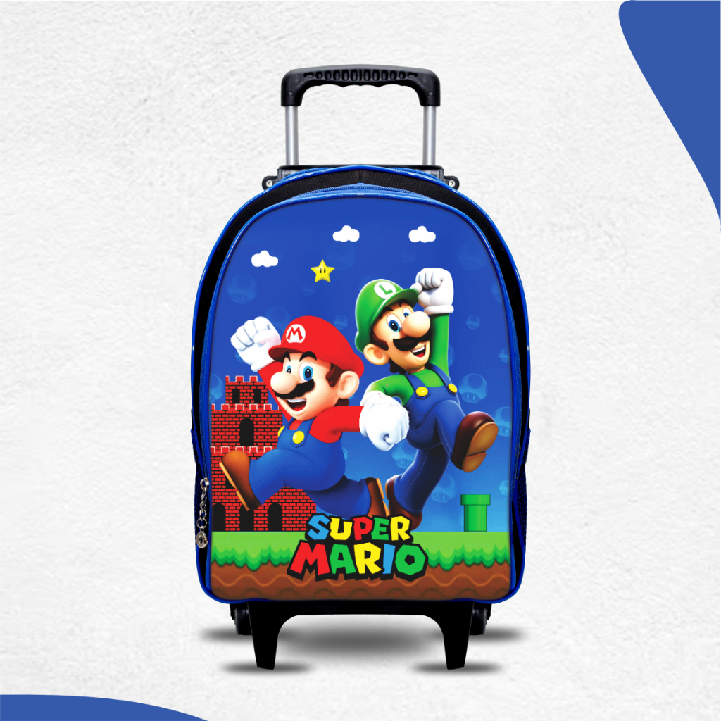 Mochila Escolar Rodinha Infantil Menino - Super Mario