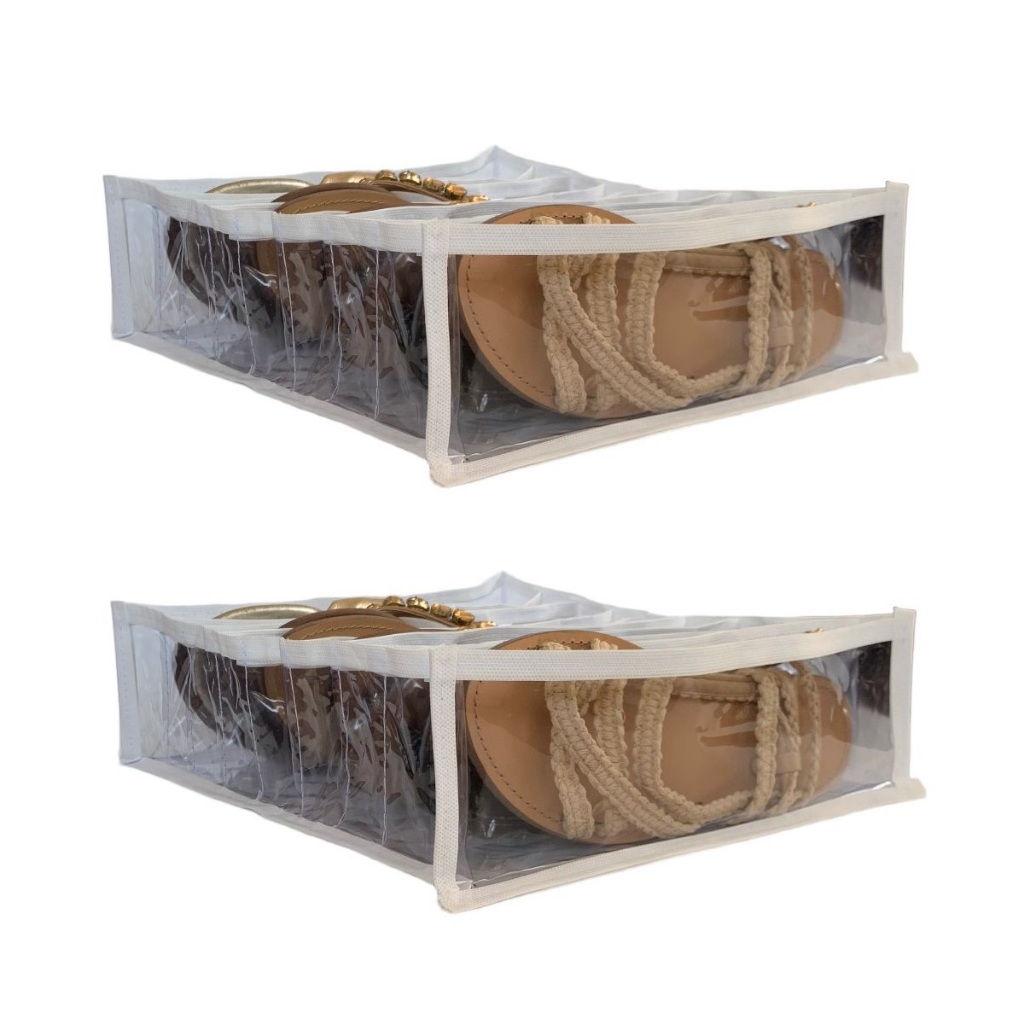 Kit 2 Colmeias Organizadora Rasteirinhas Chinelos Sutiãs 35Px30Lx10A Com 9 Divisórias - Branca