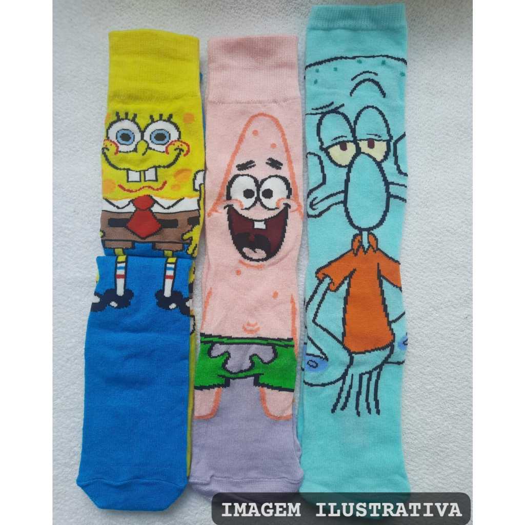 Meias Divertidas de Personagens em Algodão Unissex em Oferta na Shopee