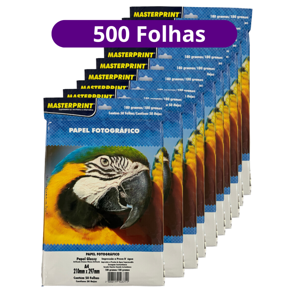 Papel Fotográfico 180g Glossy A4 À Prova D'água Brilhante Premium 500 folhas papel fotografico foto MASTERPRINT em Oferta na Shopee