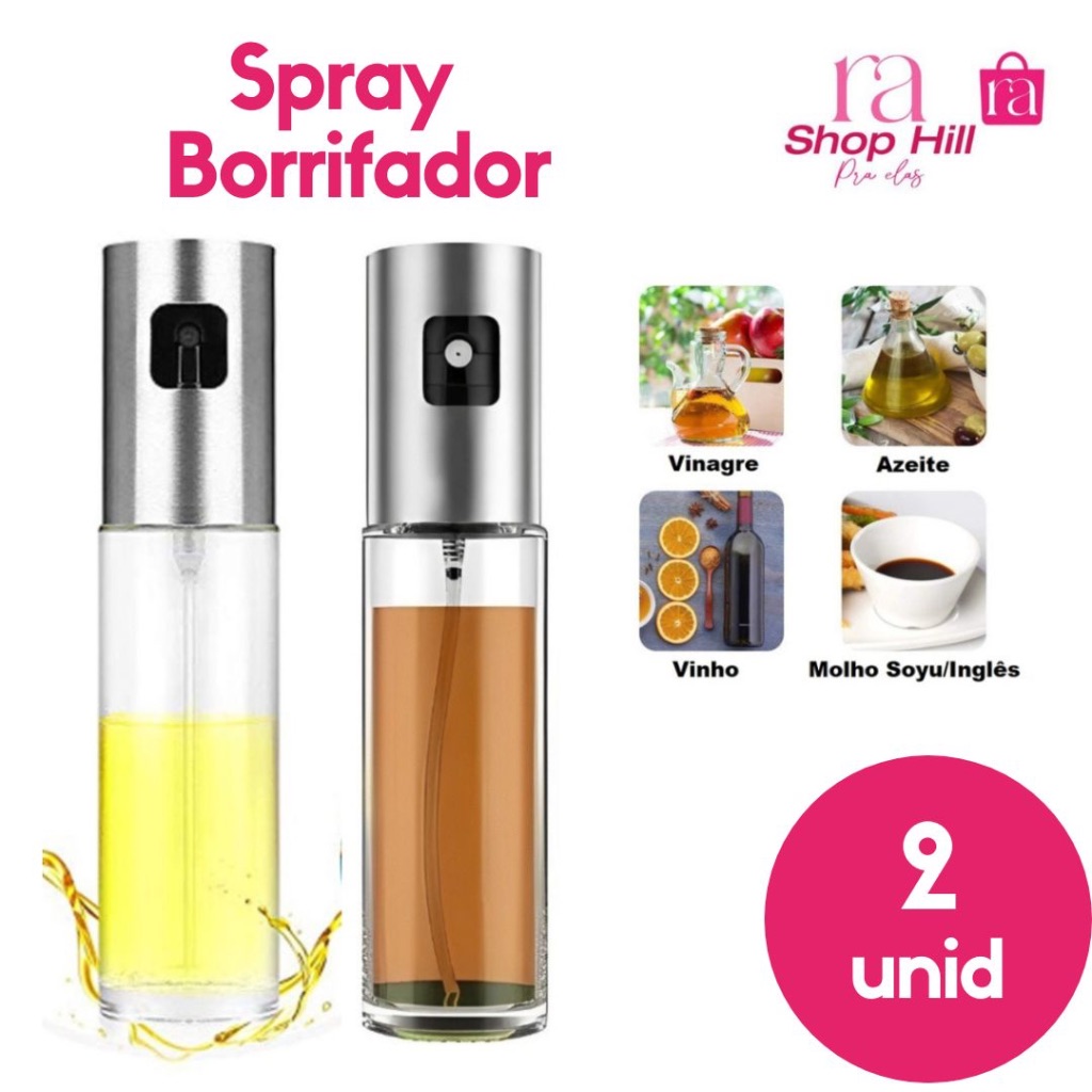 Kit Com 2 Spray Pulverizador Borrifador Azeite Vinagre em Vidro 100ML