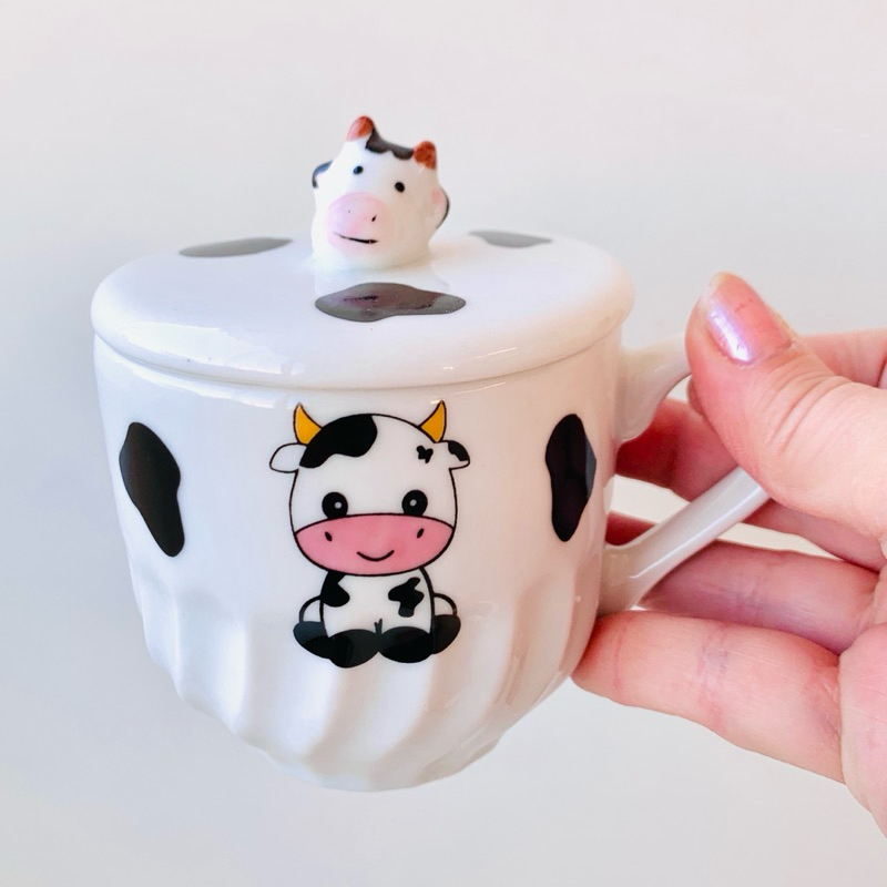Caneca em Porcelana para Chá com Tampa Vaquinha