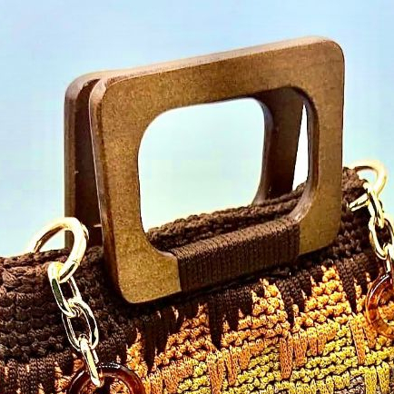 Alça Para Bolsa Em Crochê de Mão Em Madeira - Par - Alça Redonda Quadrada ou Oval