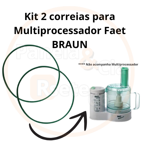 Kit com 2 correias verdes  para multiprocessador FAET modelo BRAUN