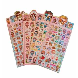 4  cartelas de adesivos glitter infantis temas menina em Oferta na Shopee