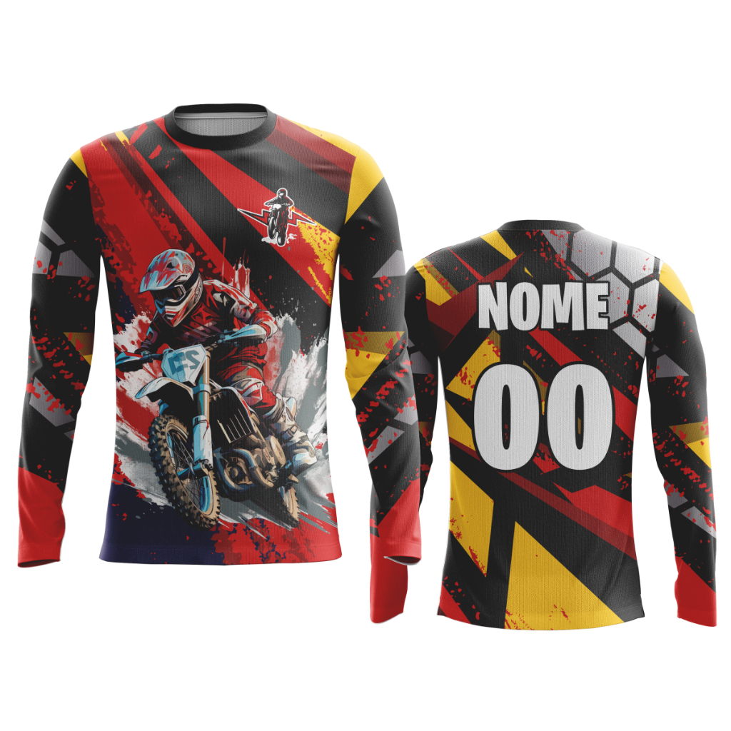 Camisa Manga Longa Motocross Proteção UV Varias cores e modelos + NOME E NÚMERO PERSONALIZADO em Oferta na Shopee