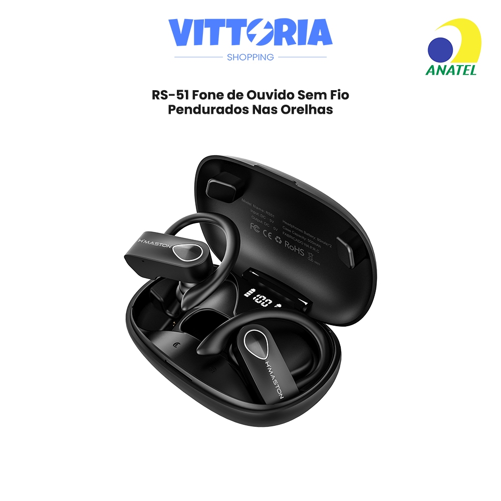 Fone de Ouvido Sem Fio RS-51 Fone Bluetooth 5.3 TWS Fone Sem Fio Hi-Res Audio À Prova D'água IPX5