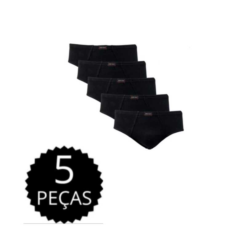 Kit 5 Cuecas masculina tradicional com forro 100%algodao SO NA COR ( PRETO ) em Oferta na Shopee