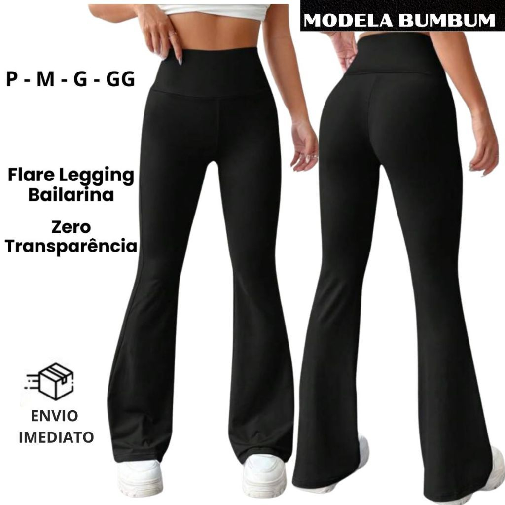 Calça Legging Flare Cintura Alta Bailarina Suplex Modela Bumbum PROMOÇÃO