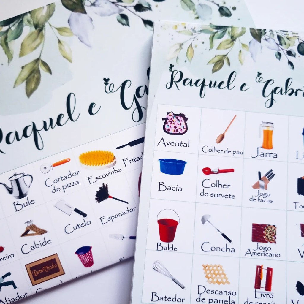Brincadeira Chá de cozinha / panela Bingo Personalizado +  lápis 50 unidades papelaria verde