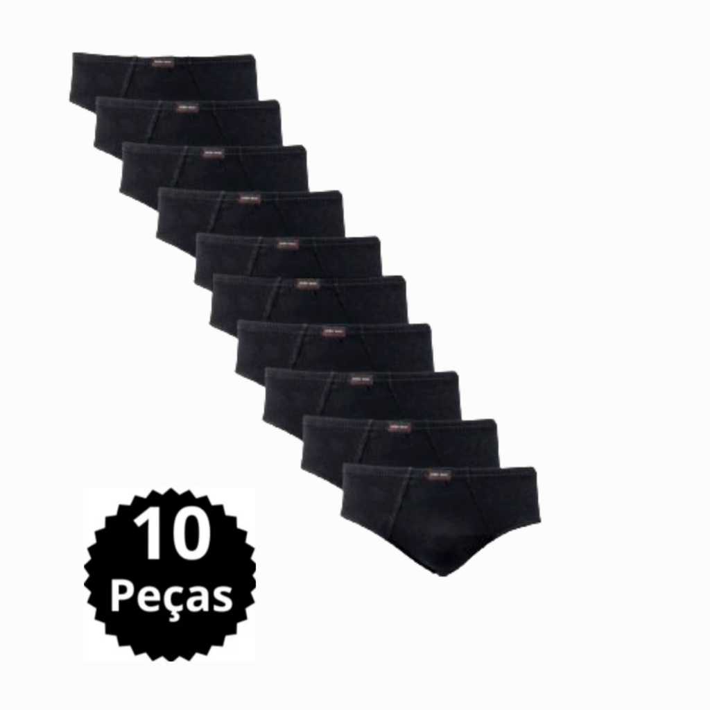 Kit  Cuecas masculina tradicional com forro 100% algodao NA COR -PRETO em Oferta na Shopee