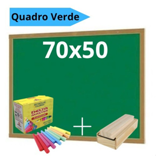 Lousa Quadro Escolar Verde 70x50 + Apagador com Depósito + 10 giz Stalo em Oferta na Shopee