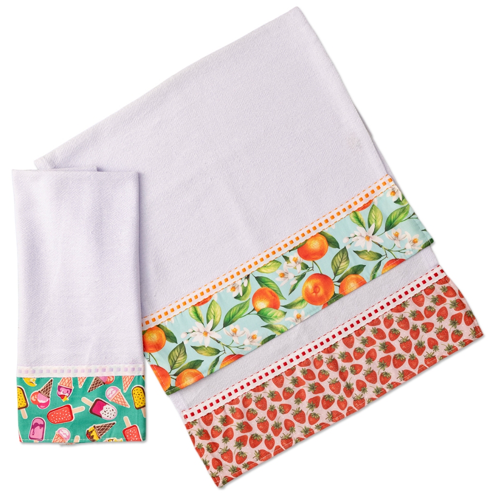 Pano De Prato Barrado Bainha Gourmet Premium Kit Com 10 Peças em Oferta na Shopee