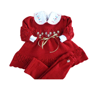 vestido para bebe infantil com calça e camisa bordada a mão em Oferta na Shopee