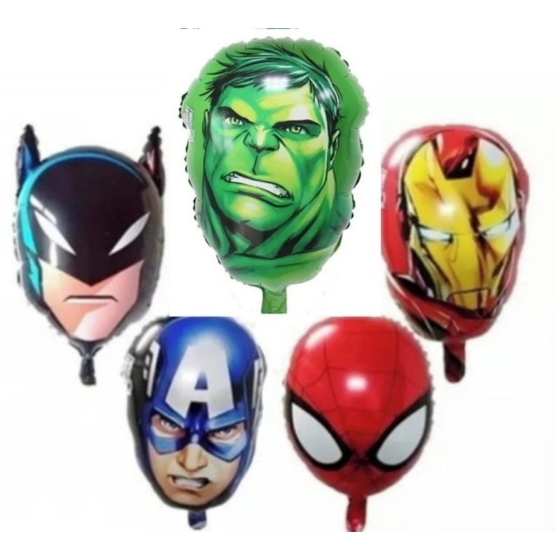 Kit 10 Balão metalizado Super heróis Hulk Homem aranha Homen ferro Capitão América Batman 42 cm Festa infantil