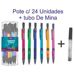 Lapiseira 2.0mm - Pote com 24 Unidades + Tubo com 8 Minas Onda Material Escolar, Escritorio em Oferta na Shopee