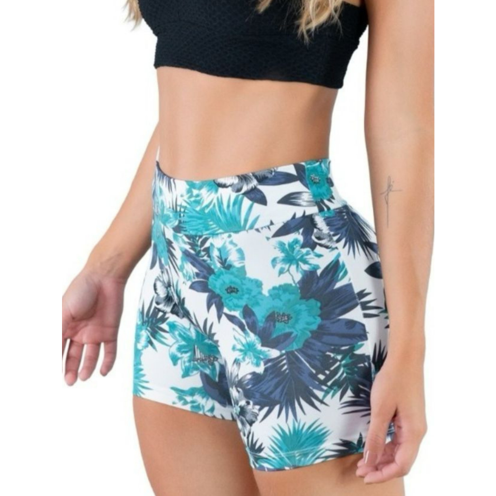 Kit 3 SHORTS DE ACADEMIA LEGGING SUPLEX ESTAMPADO FEMININA CINTURA ALTA - Estampa Aleatoria