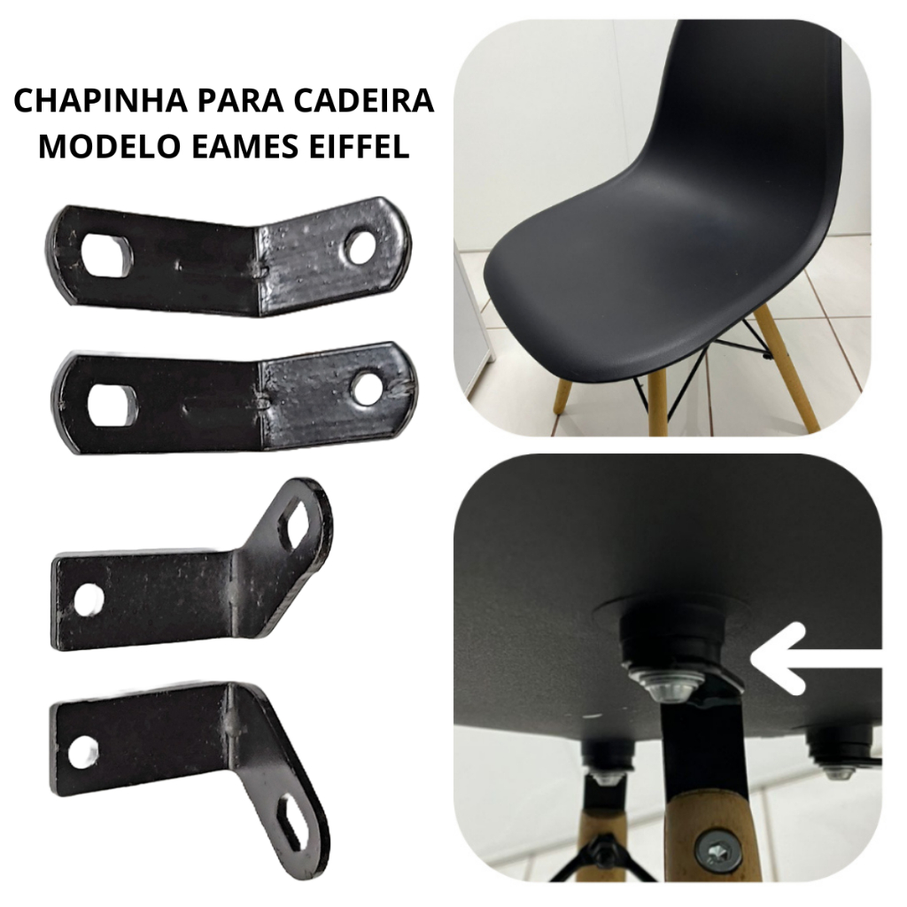 Kit 4 Chapinhas Para Cadeira Charles Eames Eiffel Acessórios Chapa Cantoneira de Cadeira