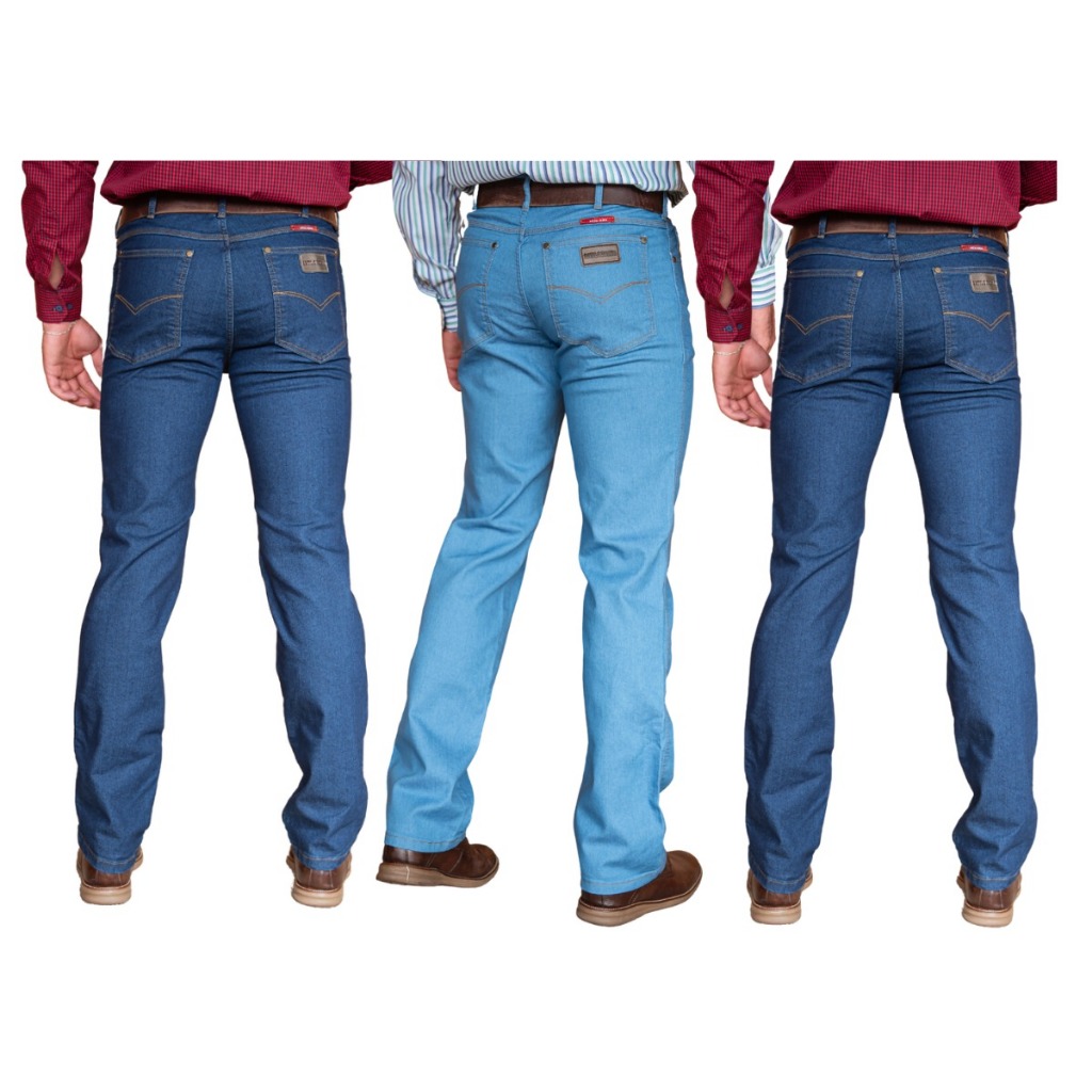Kit com 3 Calças Jeans Masculina Country Rodeio Cowboy Tradicional Reta