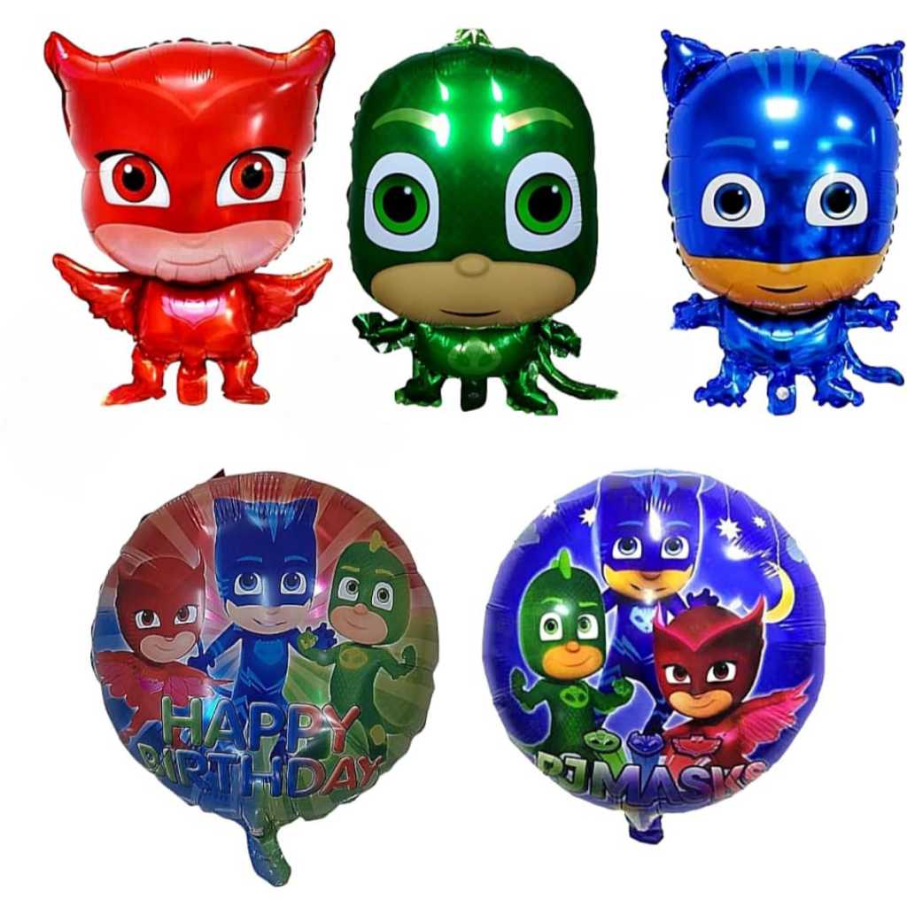 KIT 5 BALÕES METALIZADOS PJMASKS em Oferta na Shopee