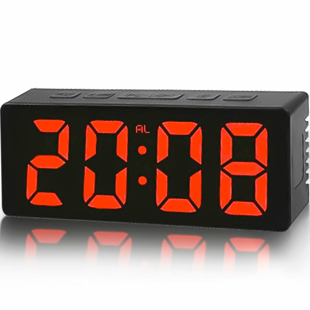 Jnlvariedades Relógio Led Clock Digital Vidro de Cabeceira Despertador com Brilho Alto ou Baixo em Oferta na Shopee