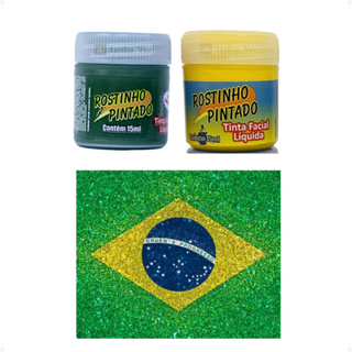Kit Tinta Facial Maquiagem Brasil Verde E Amarelo Copa em Oferta na Shopee
