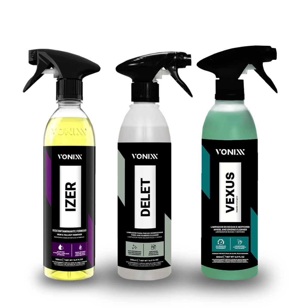 Kit Vonixx Vexus Limpador Rodas E Pneus + Delet E Izer 500ml em Oferta na Shopee