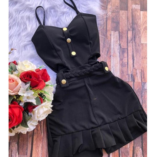 Conjunto Macaquinho Feminino com trança e short saia Macacão curve