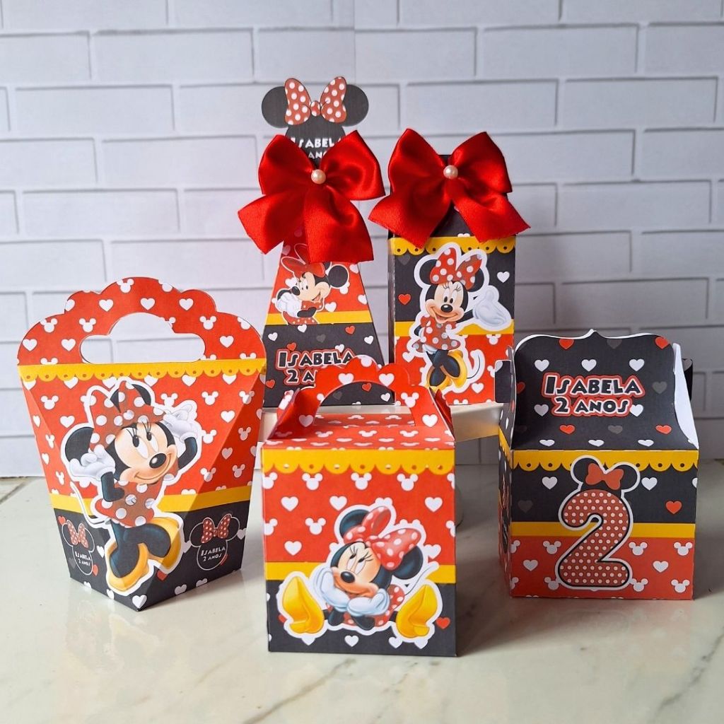 Kit Festa Minnie Personalizados Lembrancinhas Festa Infantil Aniversário Caixinhas Personalizadas Mimo