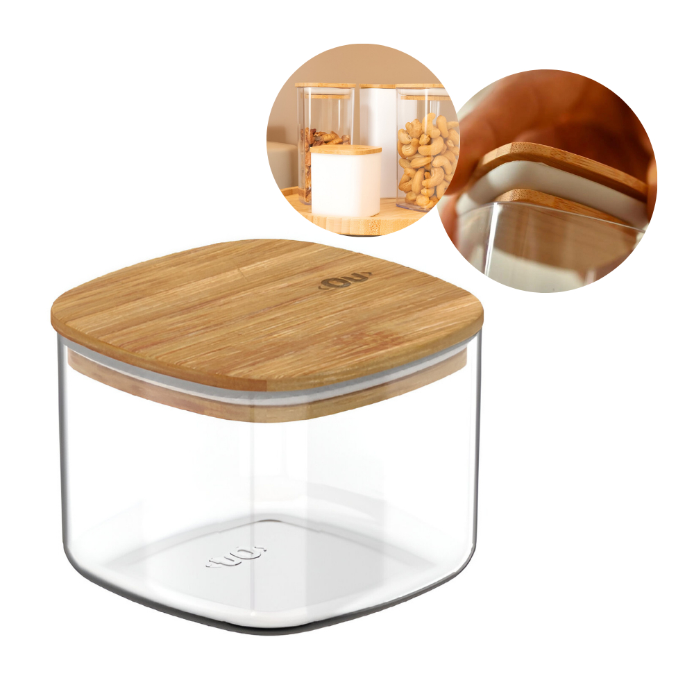 Pote Hermético Organizador de Mantimentos Natural 0,45L Ou Café Açúcar Petiscos - Home & Living