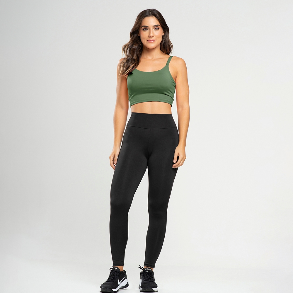 Conjunto de academia calça legging básica e top cropped com alcinha fitness - Sports & Outdoors