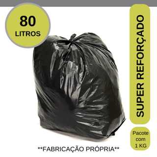 Saco para Lixo - 80 Litros Super Reforçado - Pacote com 1 Kg em Oferta na Shopee