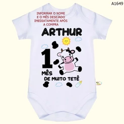 Body Bebê Personalizado Vaquinha Amo Meu Tetê SA1649