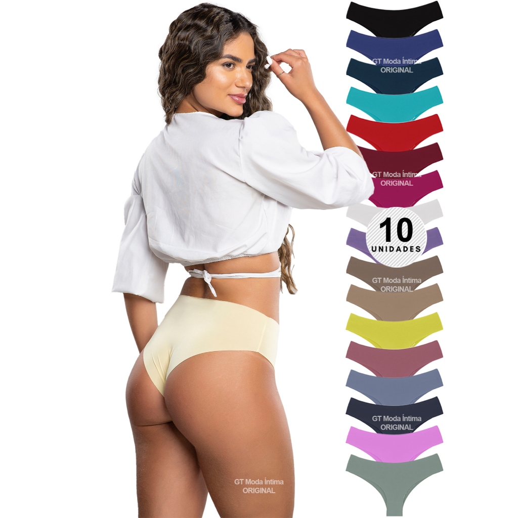 Kit 10 Calcinhas Tangão Tanga Cintura Alta Sem Costura