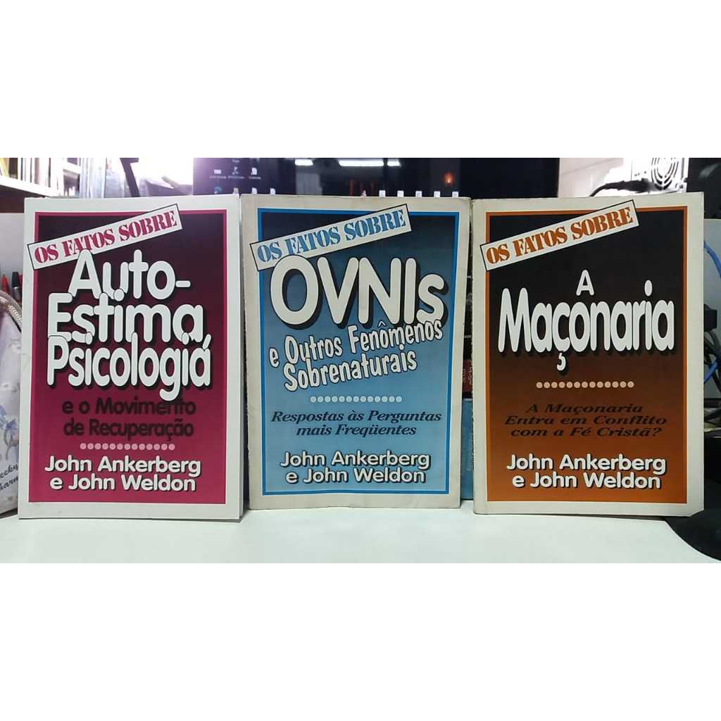 KIT - 3 LIVROS EVANGÉLICOS SÉRIE "OS FATOS SOBRE": A MAÇONARIA + OVNIS E OUTROS FENÔMENOS SOBRENATURAIS + AUTO-ESTIMA, PSICOLOGIA E O MOVIMENTO DE RECUPERAÇÃO - DIVERSOS