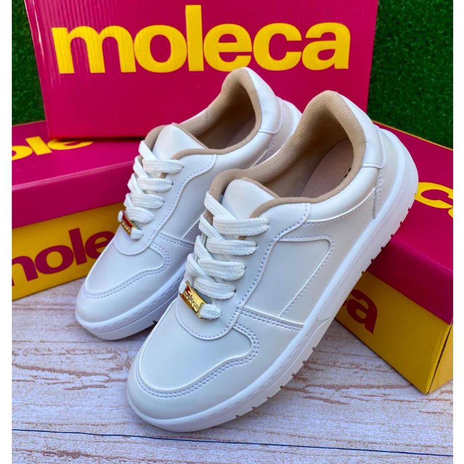 Tênis Sapato Feminino Moleca Costura Casual Moda Confortável Couro Sintético