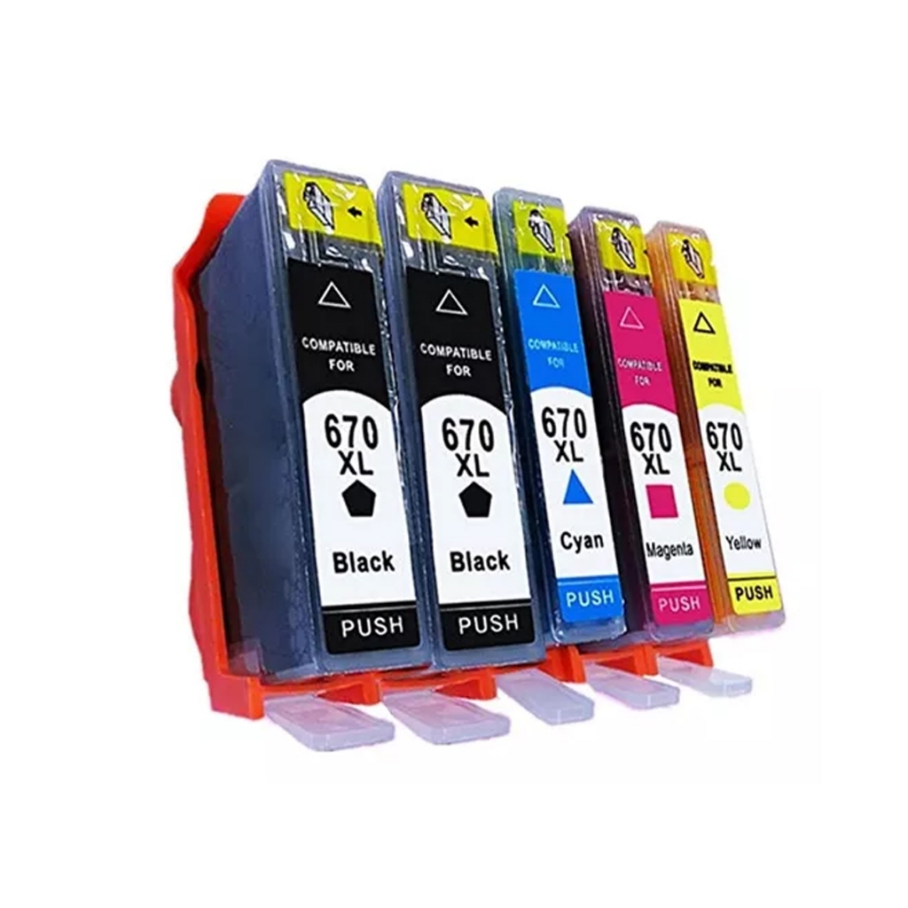 Kit 5x Cartuchos 670xl compatível com Deskjet Ink Advantage 4615 5525 4625 3525 em Oferta na Shopee