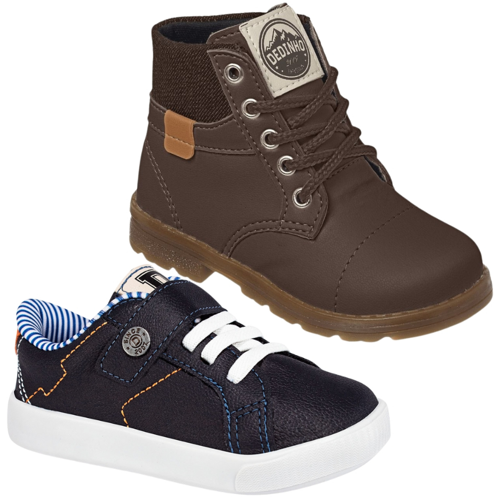 Kit 2 Pares Bota Botinha Casual Masculina Tênis Infantil Menino Conforto em Oferta na Shopee