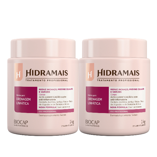 Hidramais Creme Para Massagem Drenagem Linfática 1kg 2 Unidades