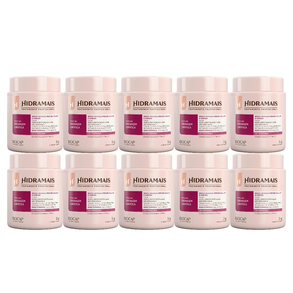Hidramais Creme Para Massagem Drenagem Linfática 1kg 10 Unidades
